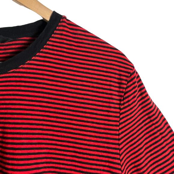Zadig Voltaire Linen Cotton Red Black Striped Crewneck T-Shirt Size S - Picture 6 of 10